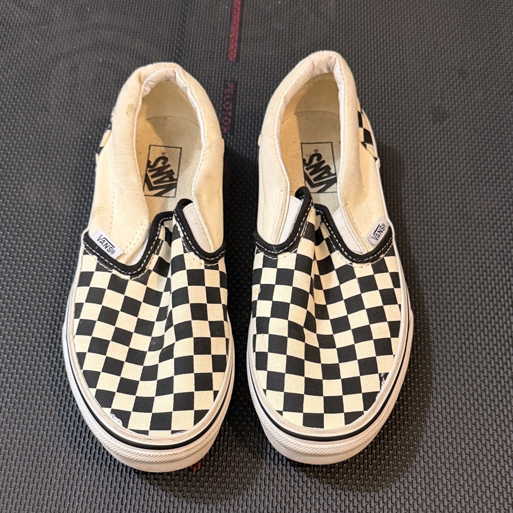Vans Kids Checkered Slip-On Sneakers - Black and Cream
